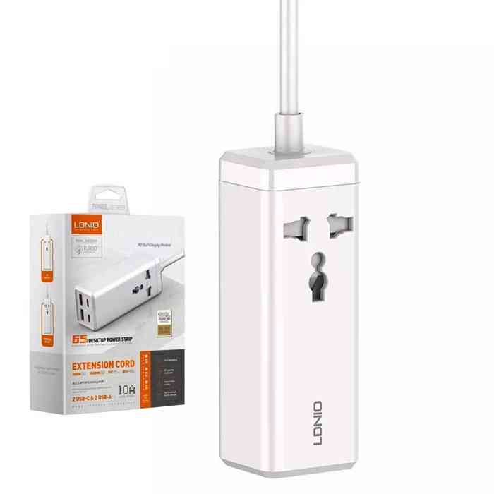 LDNIO SC1418 65W 2 Type-C + 2 USB-A Desktop Universal Power Strip EU Plug